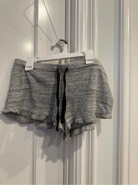 PINK Victoria's Secret Heather Gray Knit Lounge Shorts with Black Drawstring